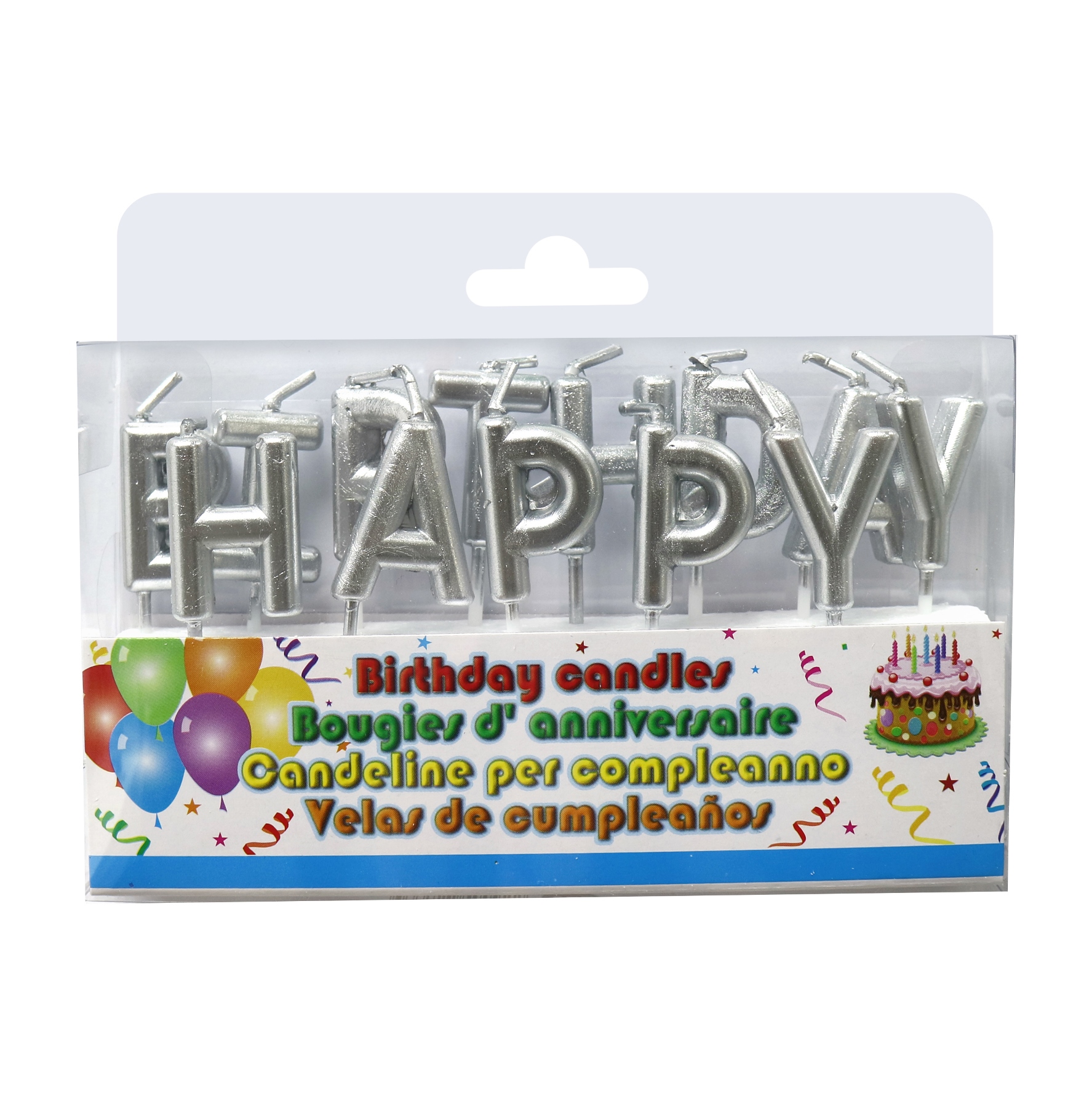 Nến Happy Birthday màu bạc