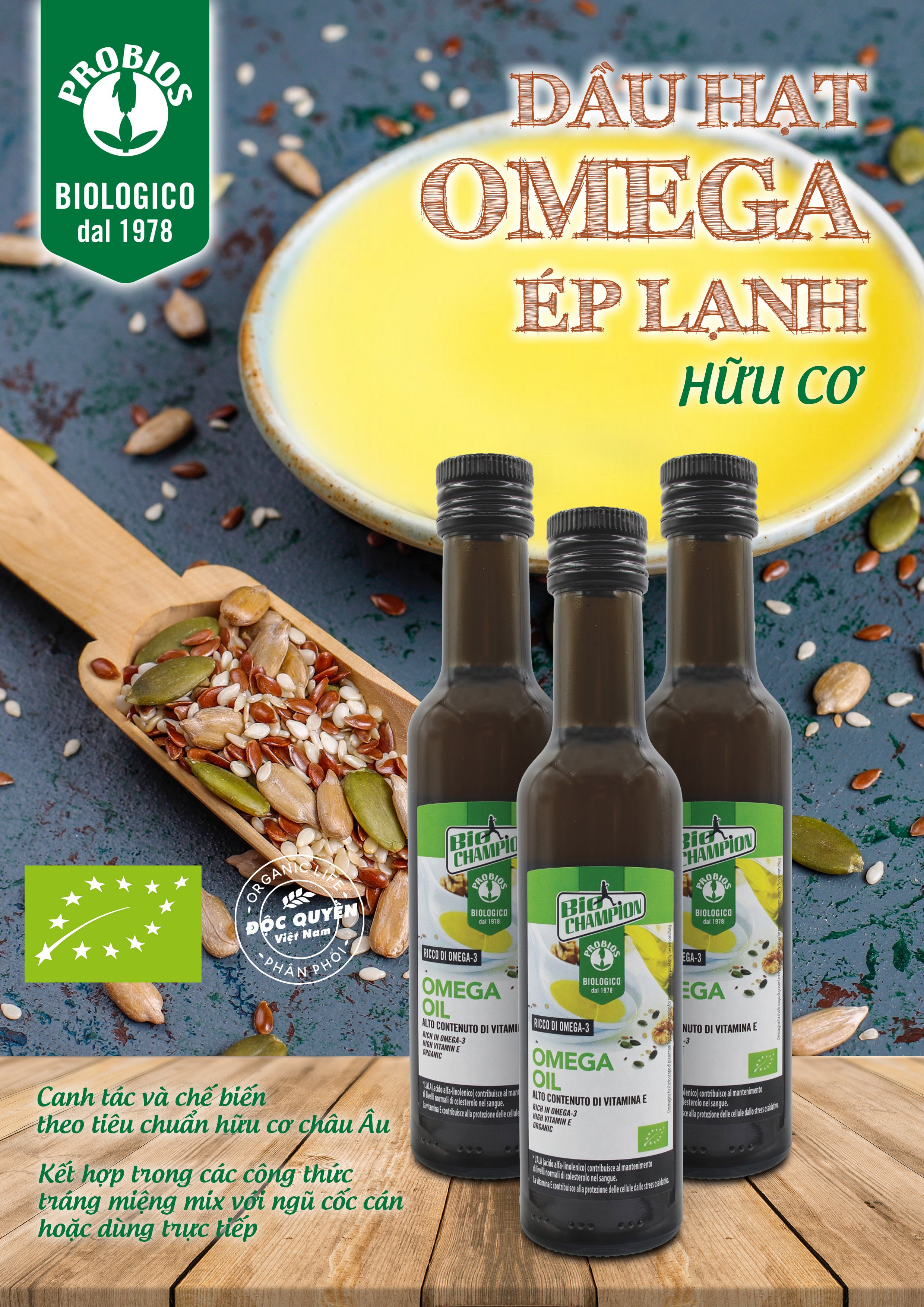 Dầu hạt Omega ép lạnh hữu cơ 250ml ProBios | LEVITER | Tiki
