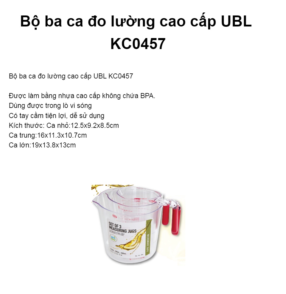 Bộ ba ca đo lường cao cấp UBL KC0457 | Lazada.vn